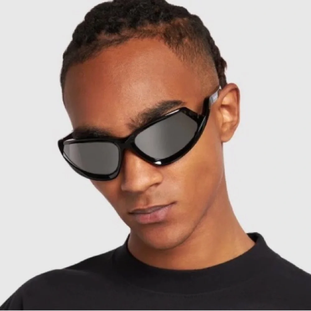 NEW BALENCIAGA GEOMETRIC BLACK SILVER MEN BB0289S 001 SUNGLASSES